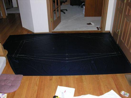 Ground sheet layout. Margin is for "turn up"