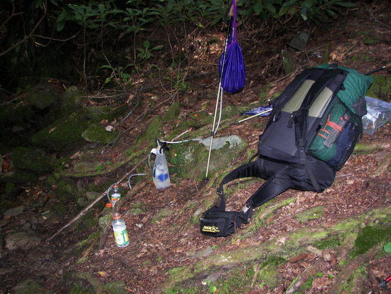 Setup on hillside