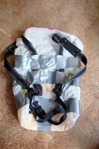 Garbage bag pack empty back and harness