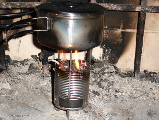 wood stove in action