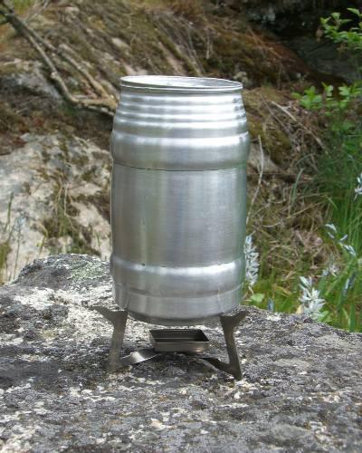 Polished Beer Can Pot on Ti Esbit Stand