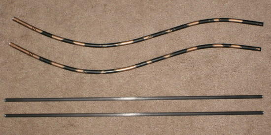 New curved stays next to original straight carbon stays