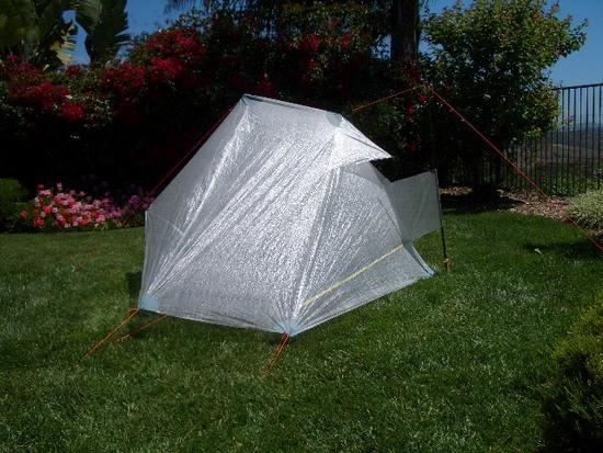 11-oz. tent showing rear pole and stabilizer sleeve