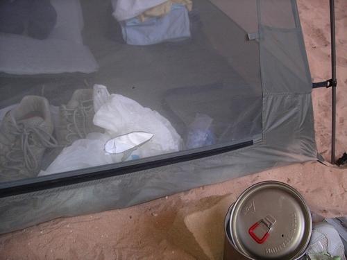 tent hole....