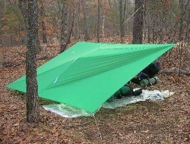 Campmor 8x10 silnylon tarp lean-to