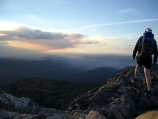 Walking in the Grampians with a Golite Jam, Oware bivy and poncho, cooking on a red bull stove.