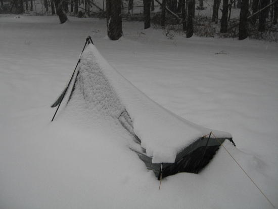 4" of Snow View from rear of SubLite
