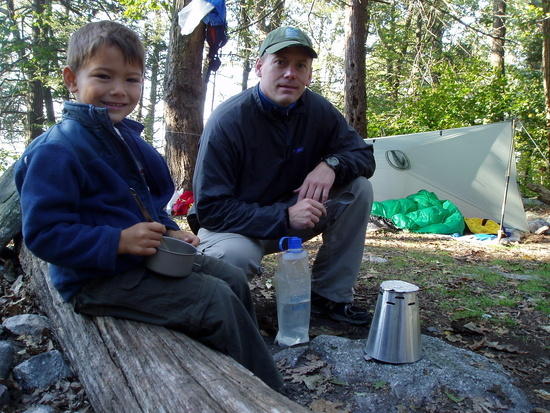 My son & me tarping on the AT
