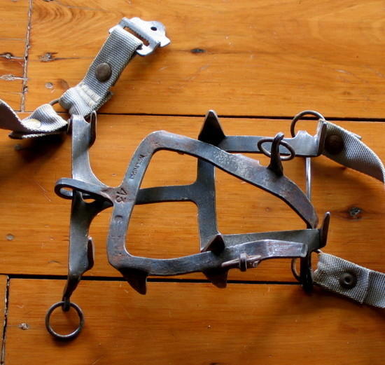 Crampons folded up