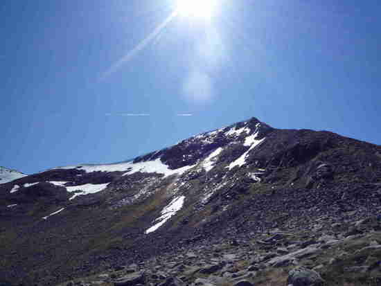 Looking up at the summit
