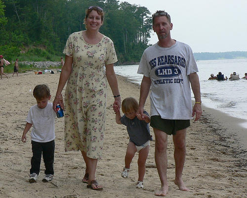 Me and Family walking on the Neuse River Beach, Croatan National Forest, NC