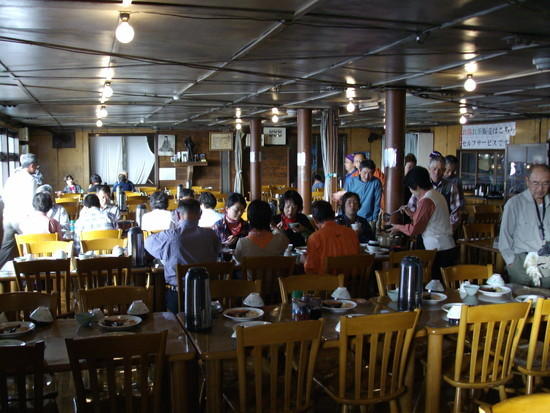 Interior of the hut - dinner is three sittings to cater for the number of people staying at the hut