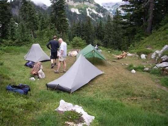 Two tents and a green thing