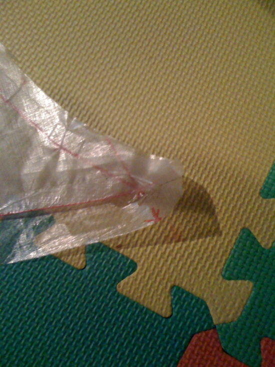 Corner showing taping and sharpie edge-marks