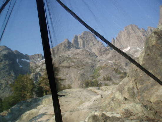 view of Minarets from inside tent