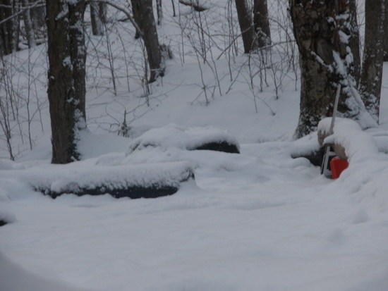 Snow covered fire pit
