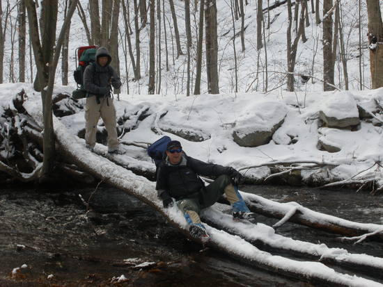 Ron & Loc carefully sliding down the last creek crossing