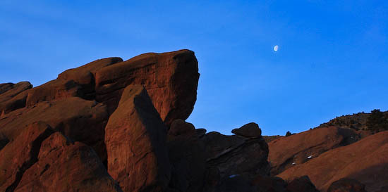 Red Rocks and Moon