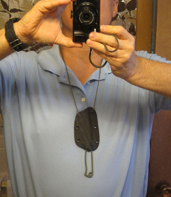 Bark River Bravo Necker-2 worn on neck chain