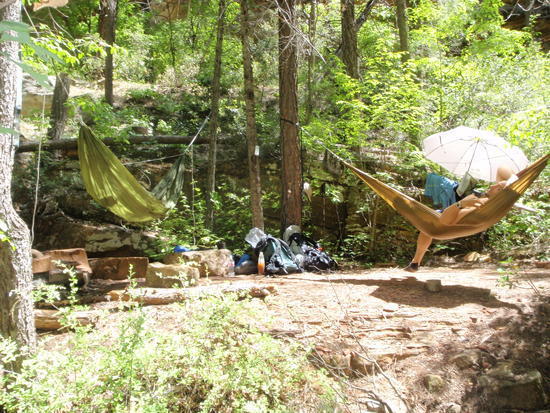 Relaxing in the Warbonnet Traveler hammock