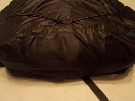 The stuff sack style bottom of the pack
