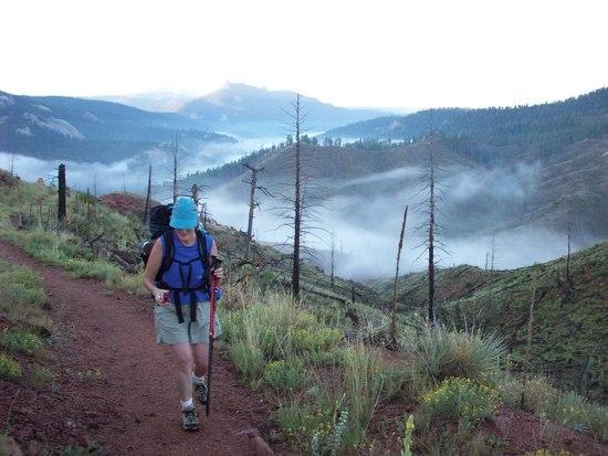 Inversion behind as we walk out of camp