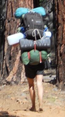 Barefoot hiker's pack