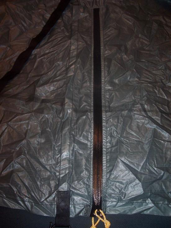 Front view of SUL Silnylon tarp beak waterproof zipper