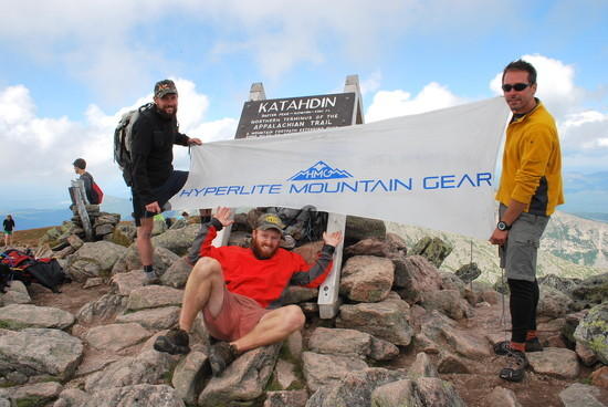 kathadin summit photo--(left to right) Bama!, b (day 97), Mike
