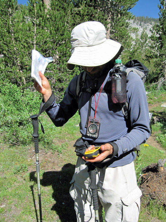 Jeremy Pulls Out His GPS, Preparing to go Off Trail