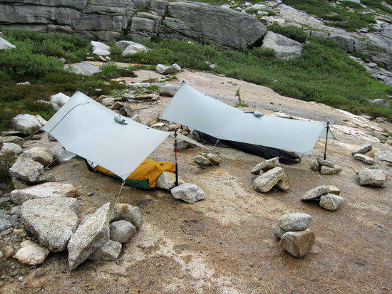 Tarp Setup on the Rocks 1