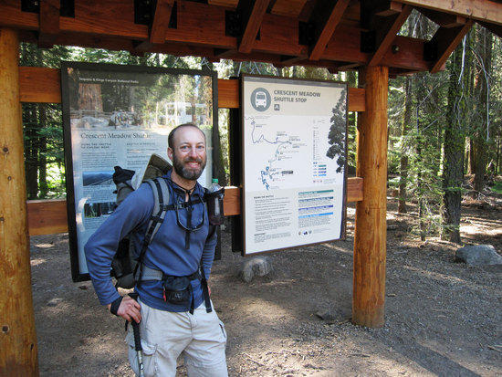 Waiting for the Free Shuttle Bus to take us to Lodgepole