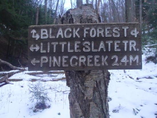 Trail sign near campsite