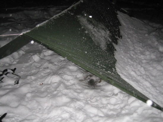snow on tarp
