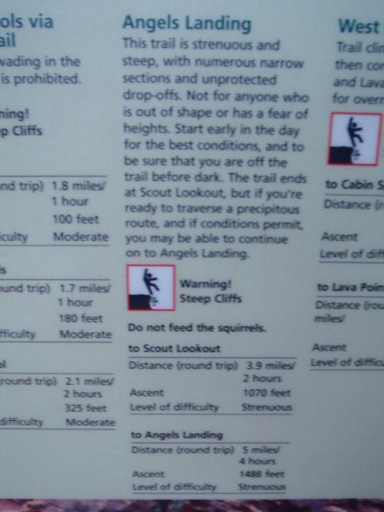 Angels Landing Trail info
