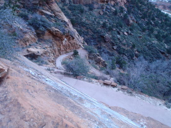 Looking down on the switchbacks