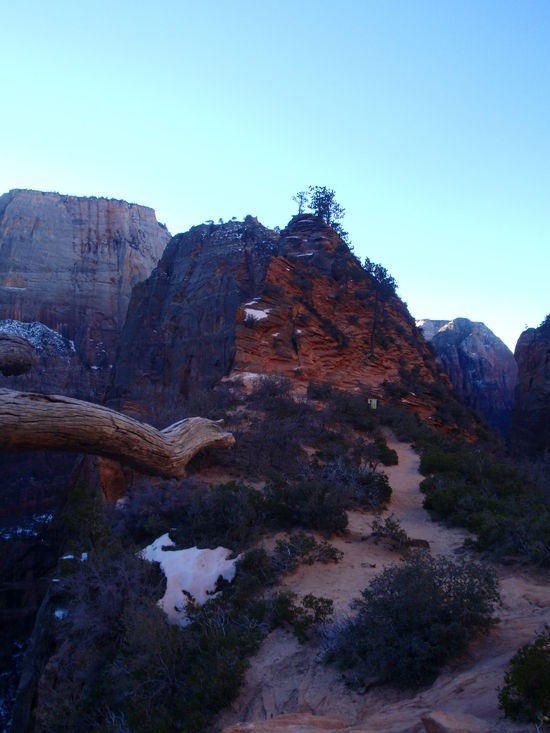 View toward Angels Landing and the sunrise