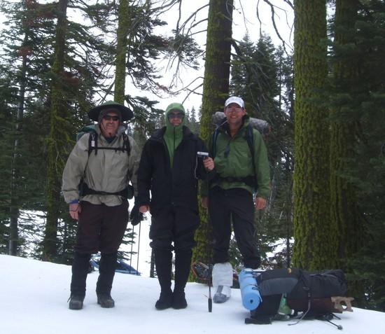 Friday morning, feeling good. Notice we don't need snowshoes. We debated not bringing them, that wou