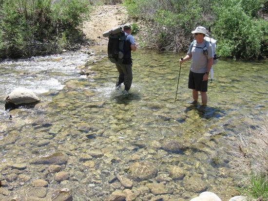 Kevin & Andy wading across the "Mighty" Sespe Creek
