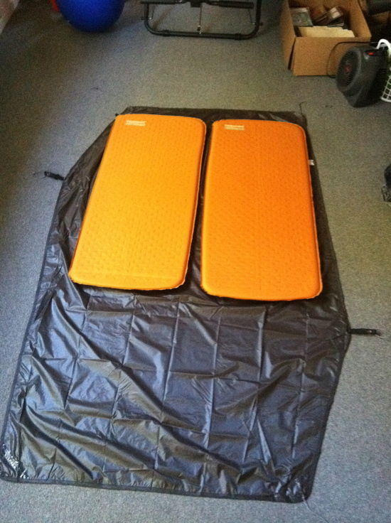 20 x 46 Thermarest pads on Sputnik footprint for size reference.