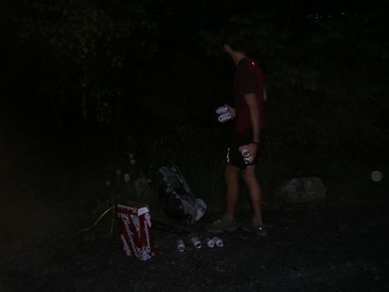 Woty and Lunchbox loading "vital" supplies for the 100 mile wilderness