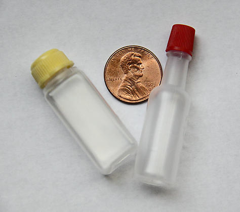 tiny polyethylene bottles, about 6 ml