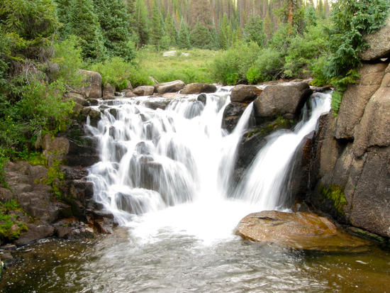 Waterfall on the Pine River, emptying into a trout-filled pool