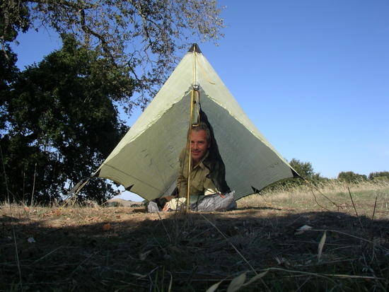 Climbing into the Bear Paw Mesh Bivy