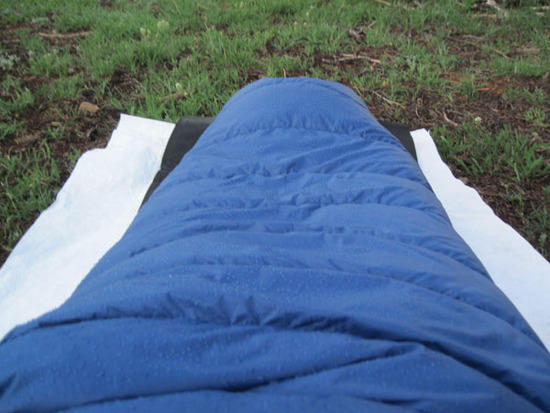 morning dew on sleeping quilt
