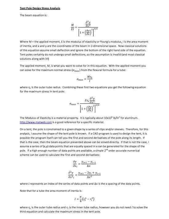 Tent pole design stress analysis