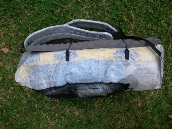 Side view of ZPacks Zero with SitLight pad & NeoAir as structure