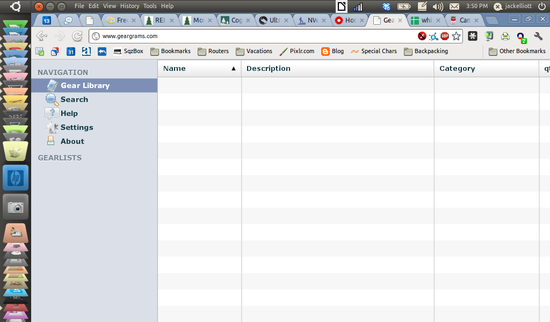geargrams screen shot in Google Chrome browser on Netbook