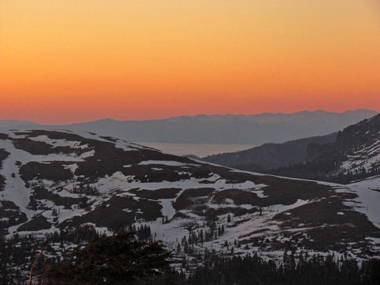 sunset looking toward Lake Tahoe