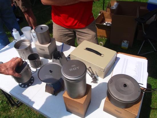 Brian's Ti wares...including his new Ti BOT (Bottle Pot)
